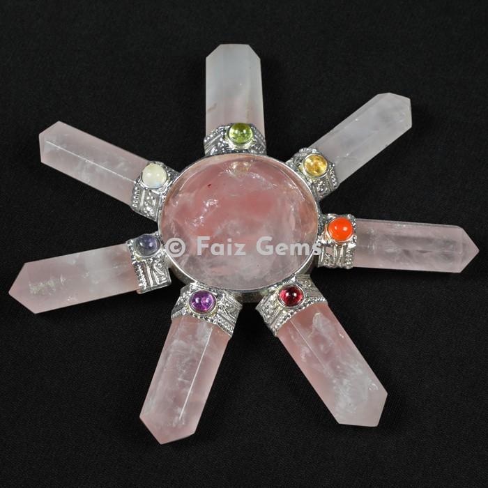 Rose Quartz Chakra Energy Healing Generator with Chakra Cabs