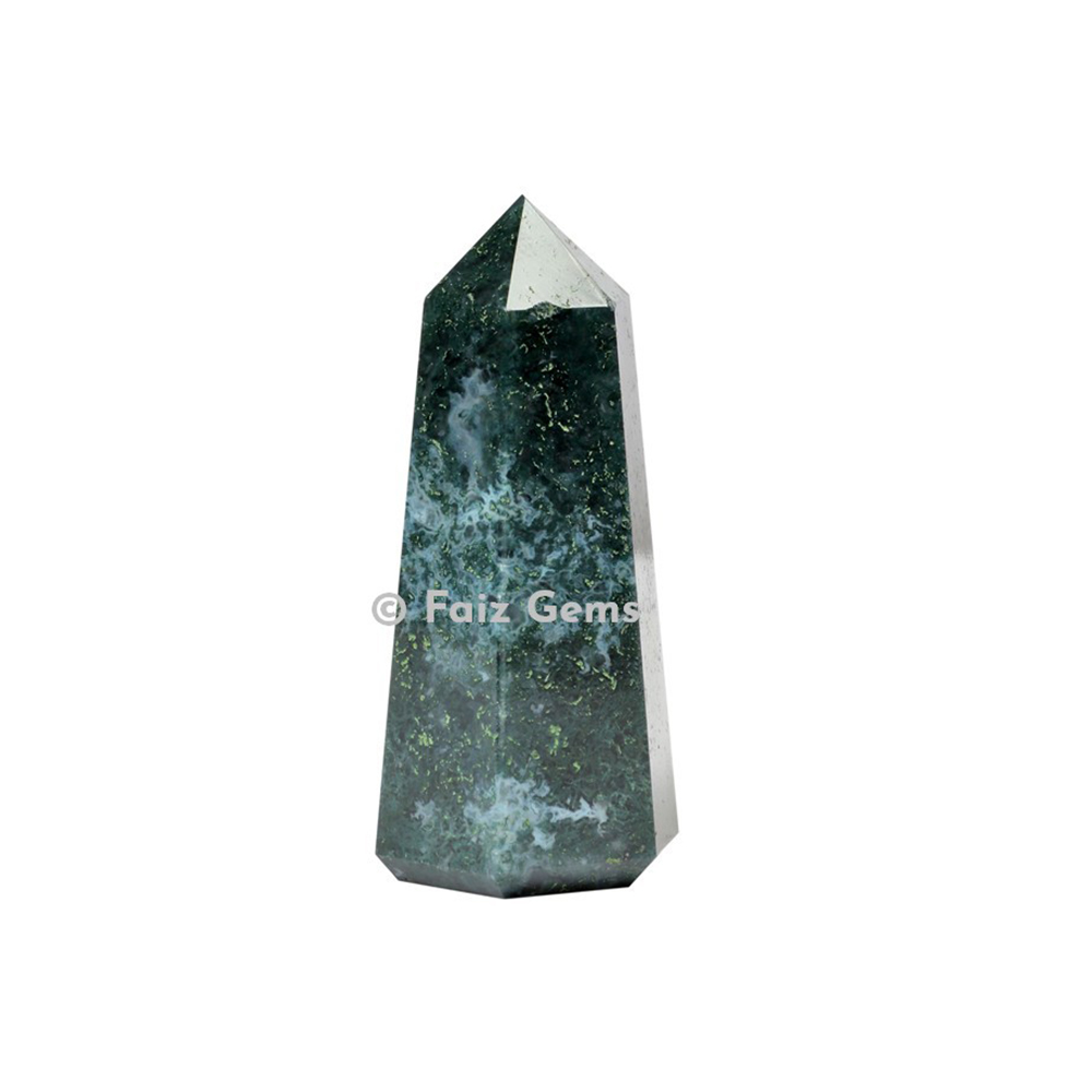 Moss Agate Obelisk