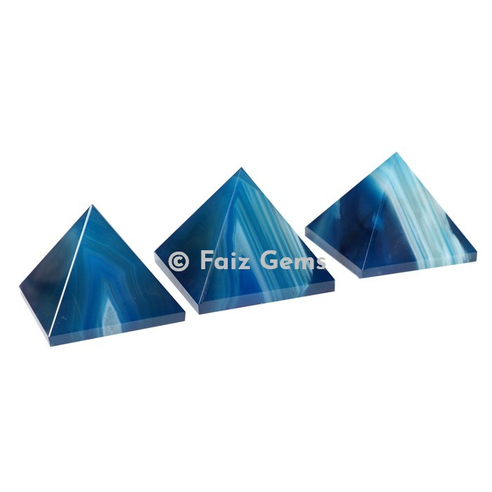 Blue Onyx Gemstone Pyramids