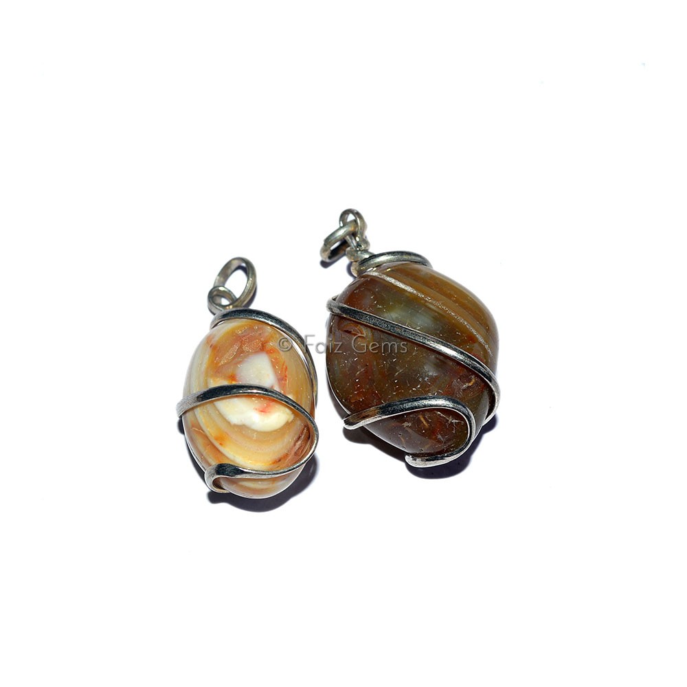 Fancy Agate Wire Wrap Pendants