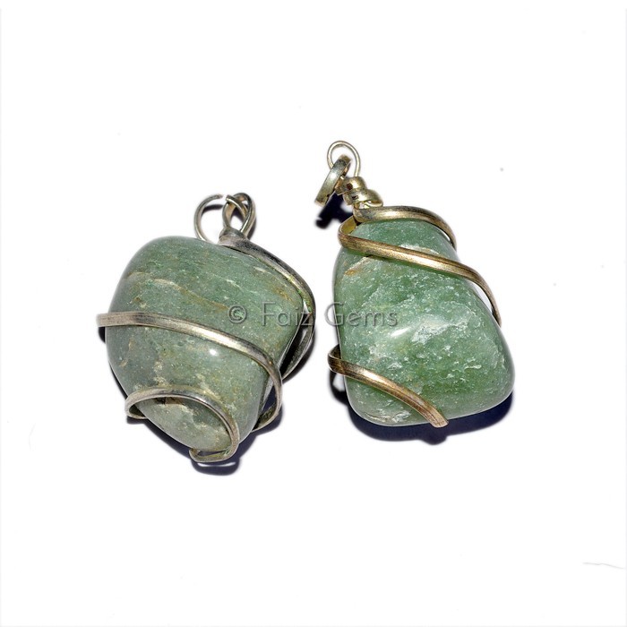 Green Aventurine Wire Wrap Pendants
