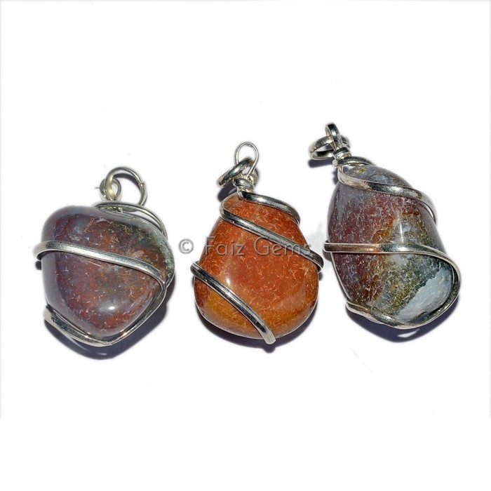 Bloodstone Wire Wrap Pendants