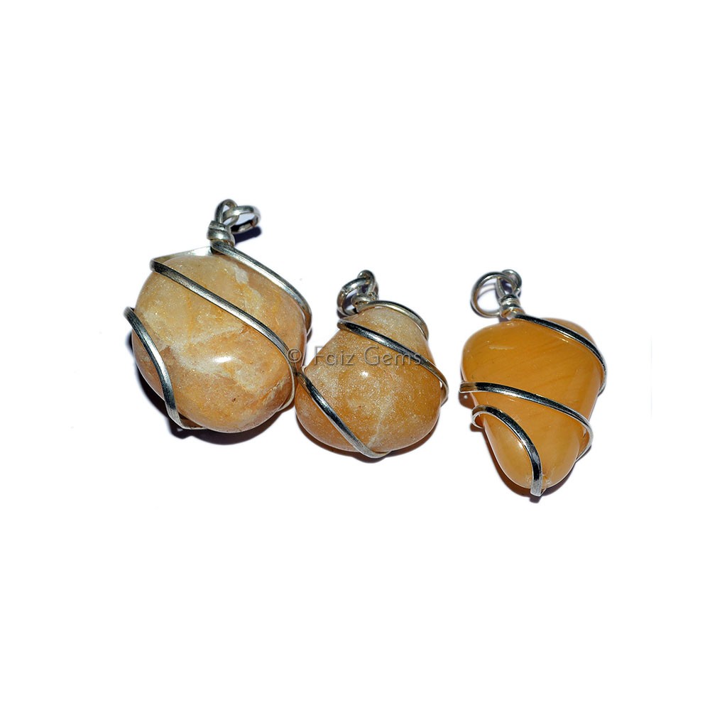Yellow Aventurine Wire Wrap Pendants