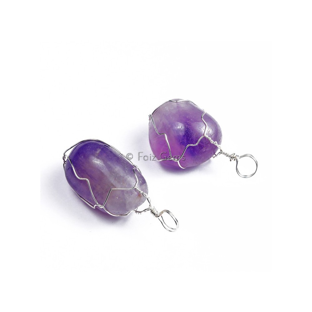 Amethyst Thin Wire Wrap Pendants