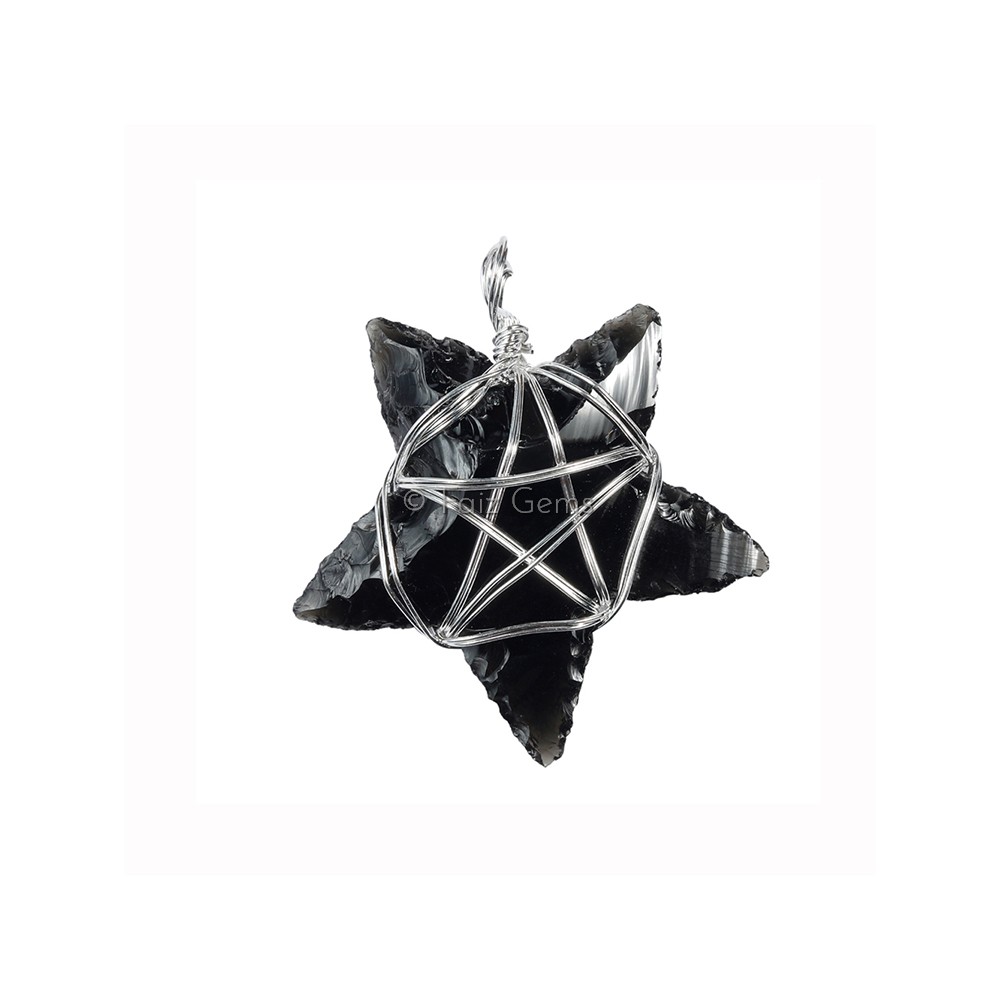 Black Obsidian Star Wrap Pendant