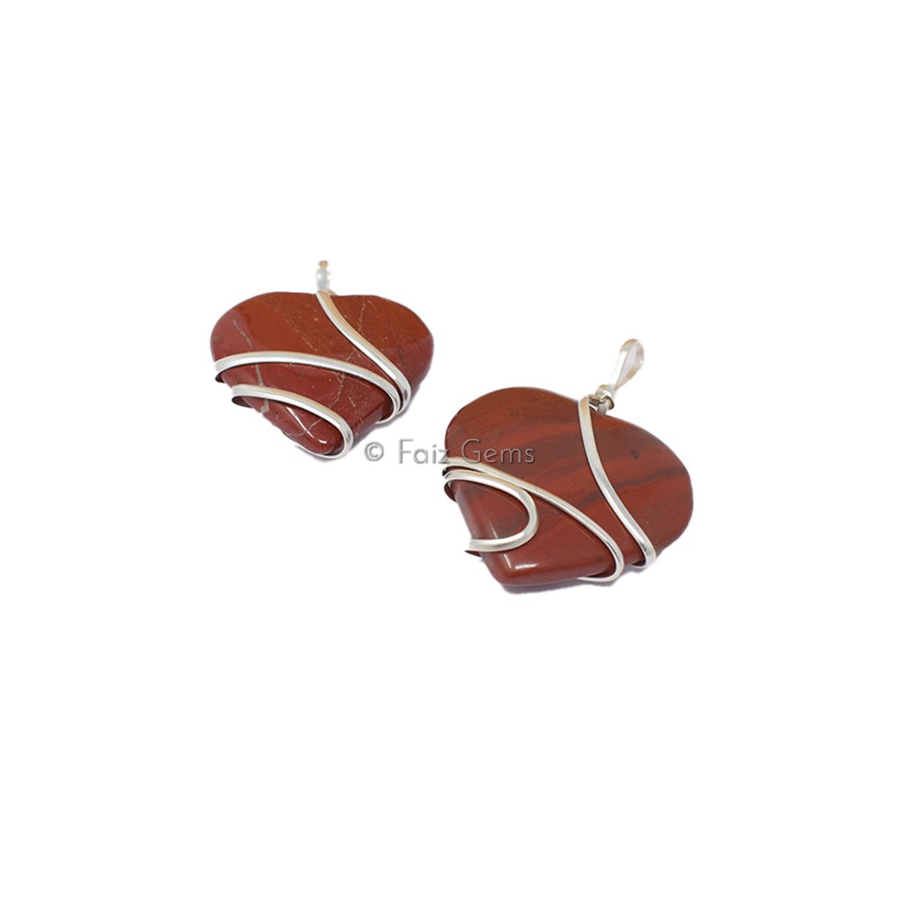 Red Jasper Heart Wire Warp Pendant