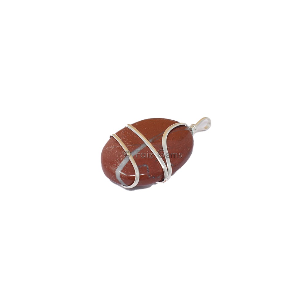 Red Jasper Oval Wire Warp Pendant