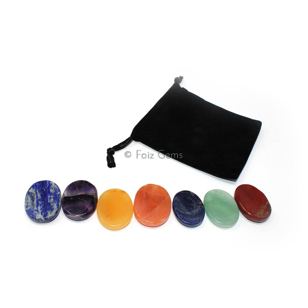 Seven Chakra Worry Stone With Pouch