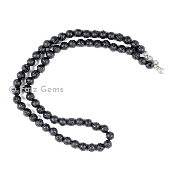 Lava Stone Round Beads Necklace