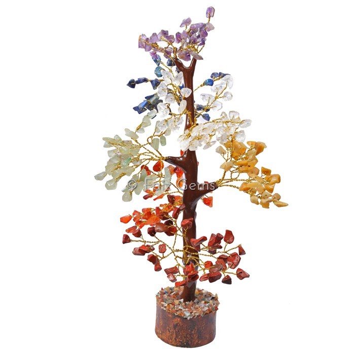 Chakra Stone Mseal Golden Wire Tree