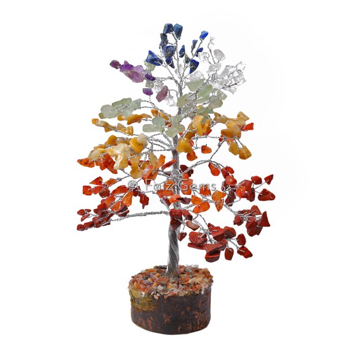 7 Chakra Stone  Silver Wire Tree