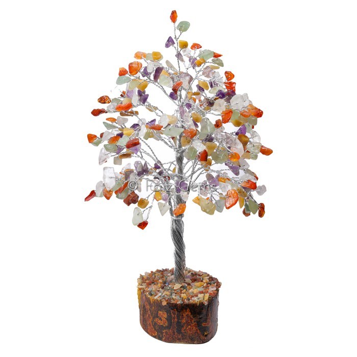 Multi Stone  Silver Wire Tree