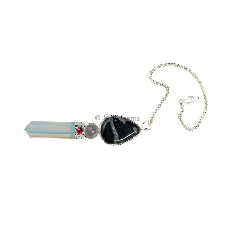 Opalite With Black Agate Tear Drop