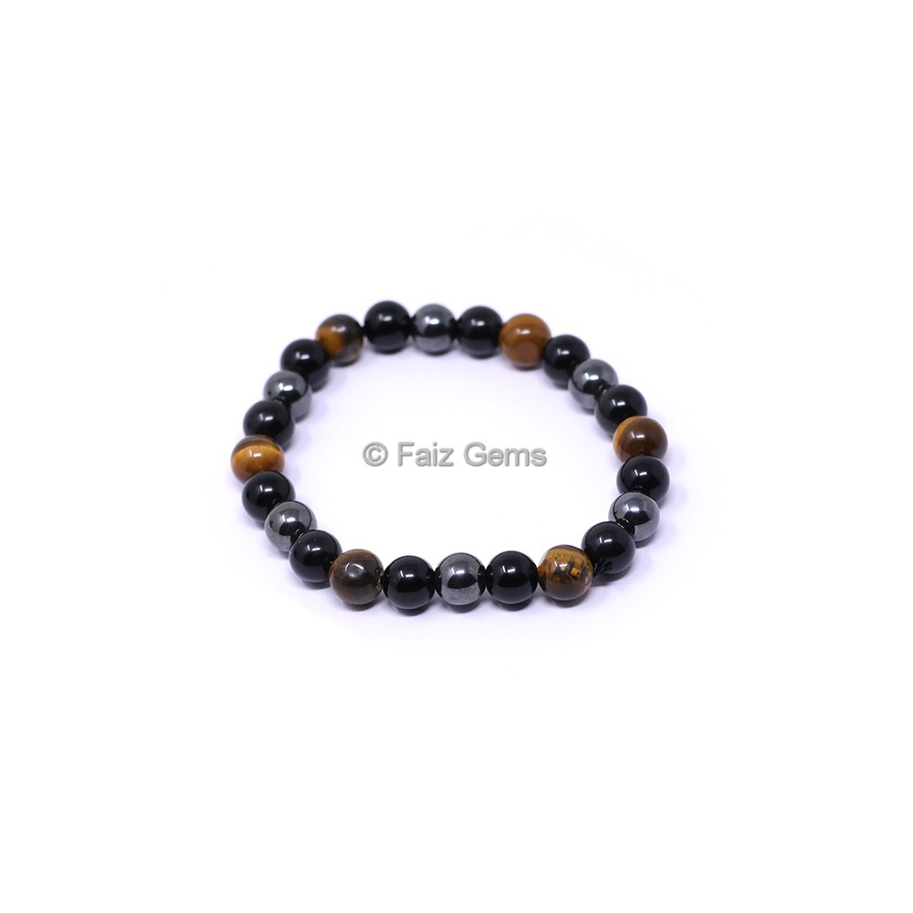 8MM Hematite, Black Obsidian and Tiger Eye Bracelet