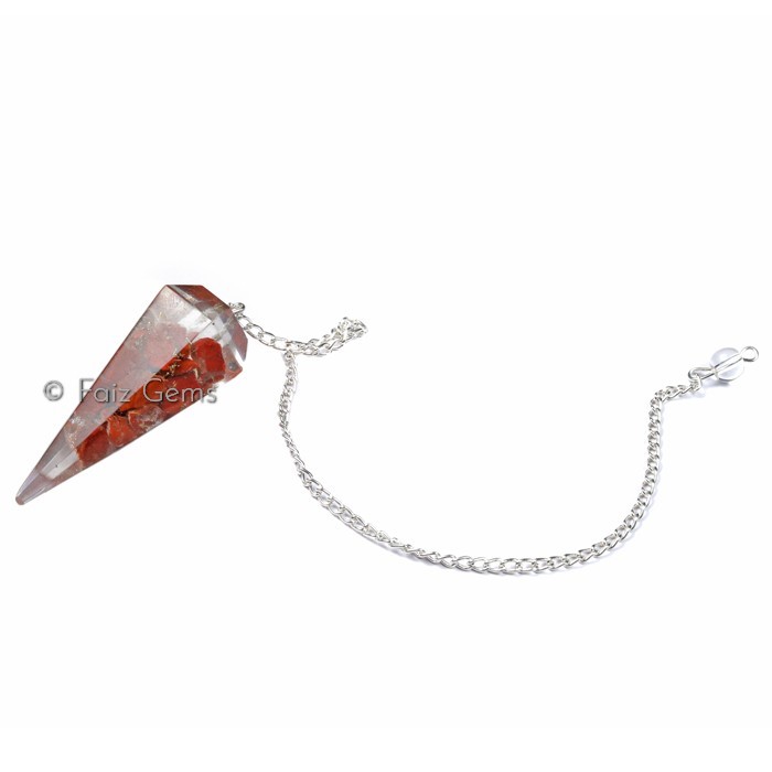Red Jasper 6 Faceted Orgone Pendulum