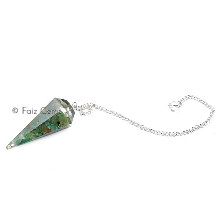 Green Aventurine 6 Faceted Orgone Pendulum
