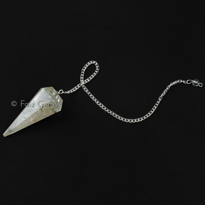 Crystal Quartz 6 Faceted Orgone Pendulum