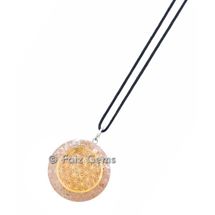 Rose Quartz With Flower Of Life Orgonite Disc Set