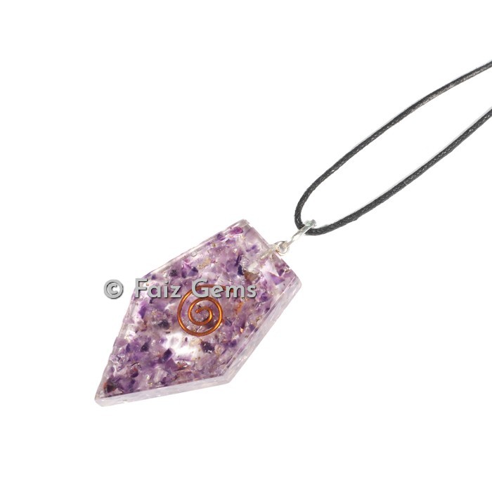 Amethyst Kite Shape Orgonite Pendants