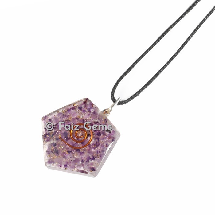 Amethyst Pentagon Orgonite Pendants