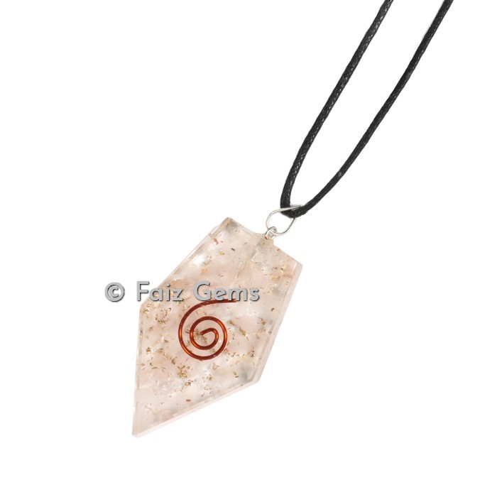Rose Quartz Kite Shape Orgonite Pendants