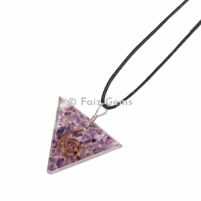 Amethyst Triangle Orgonite Pendants