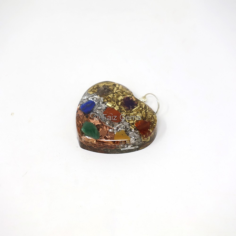 Seven Chakra Golden, Silver and Brass Heart Shaped Pendant