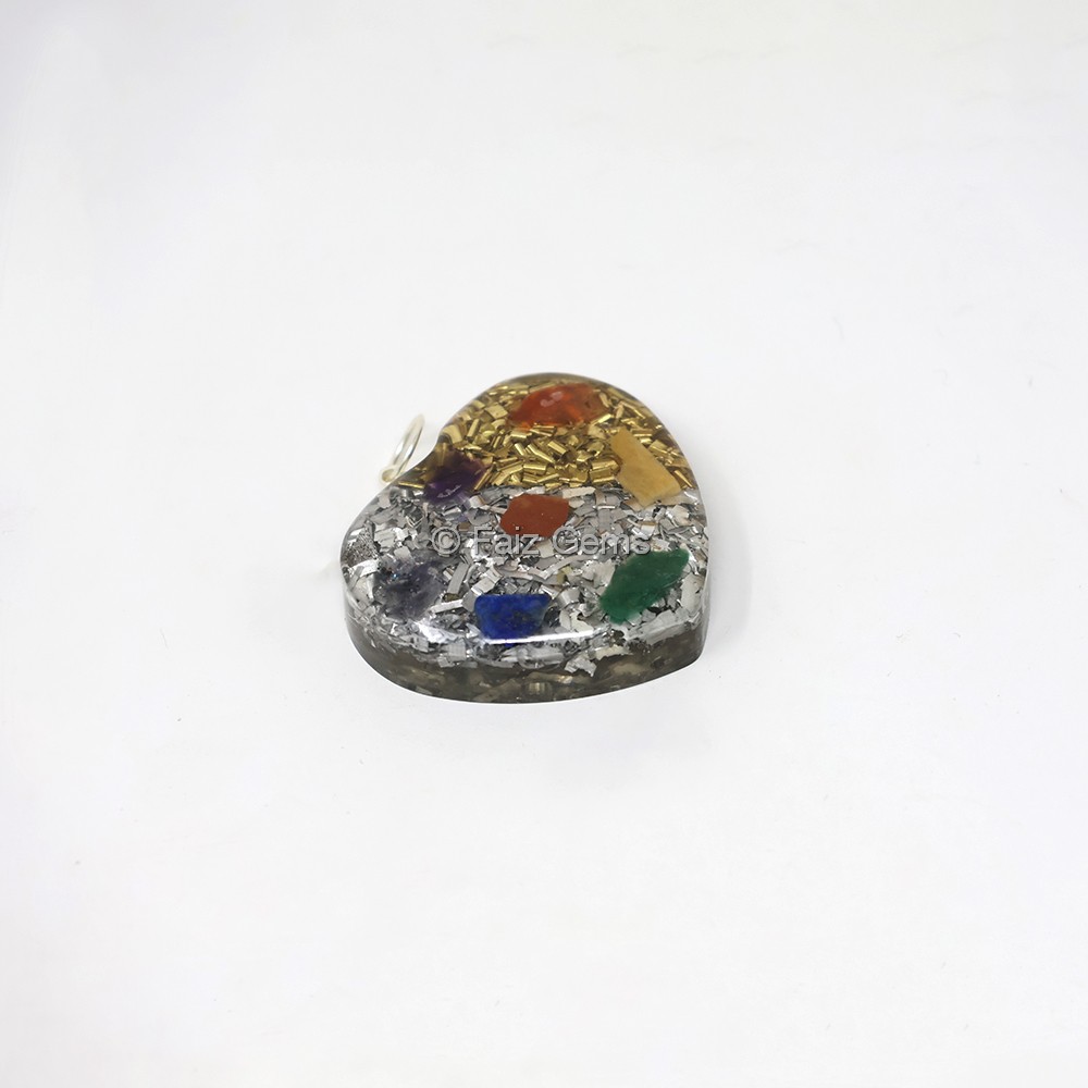 Seven Chakra Brass Heart Shaped Pendant