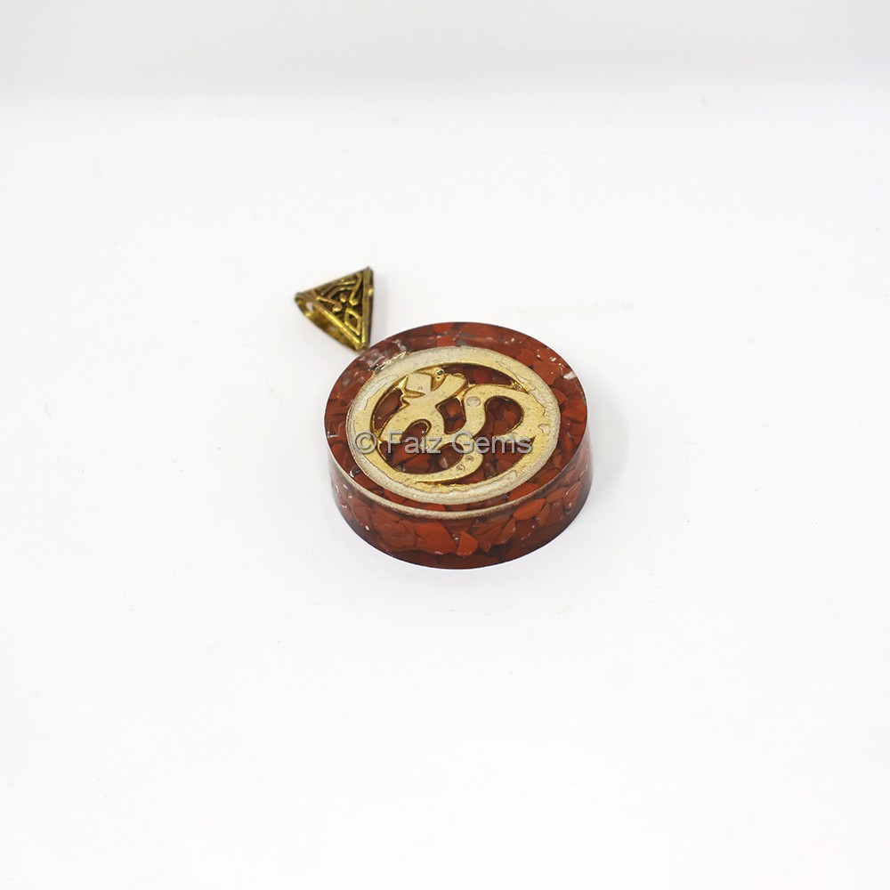 Red Jasper with Big Om Symbol Orgone Pendant
