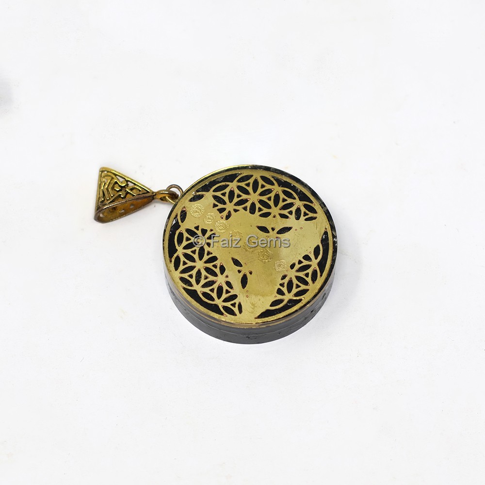 Black Touramline with Seven Chakra Buddha Orgone Pendant