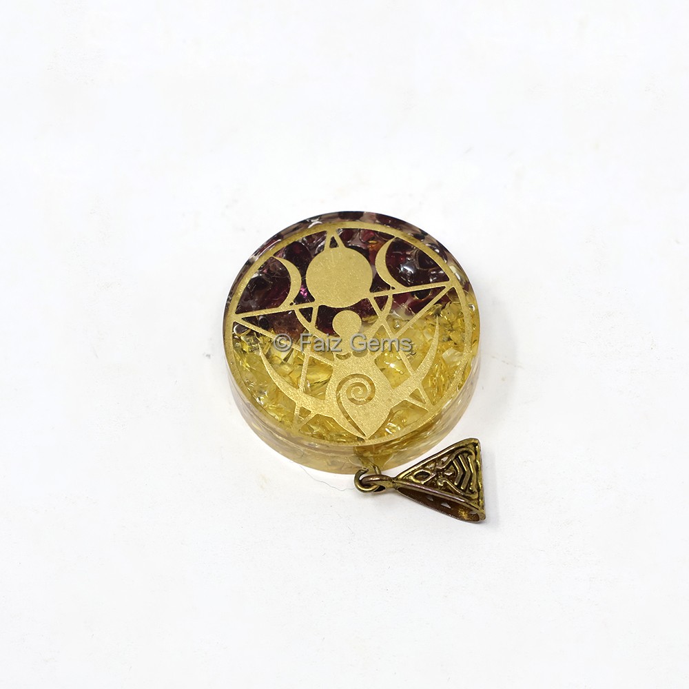 Citrine and Garnet with Triple Goddess Orgone Pendant