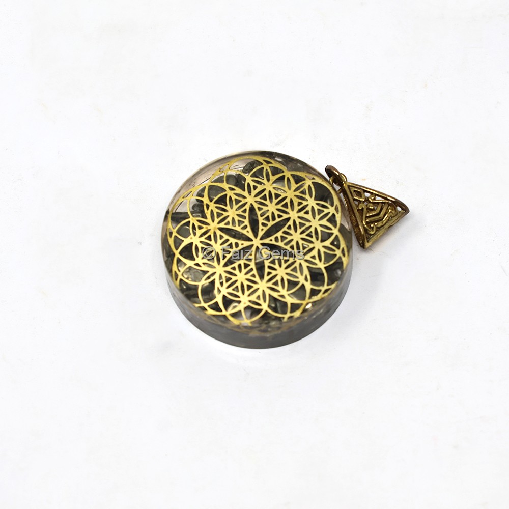 Pyrite Flower Of Life Orgone Pendant