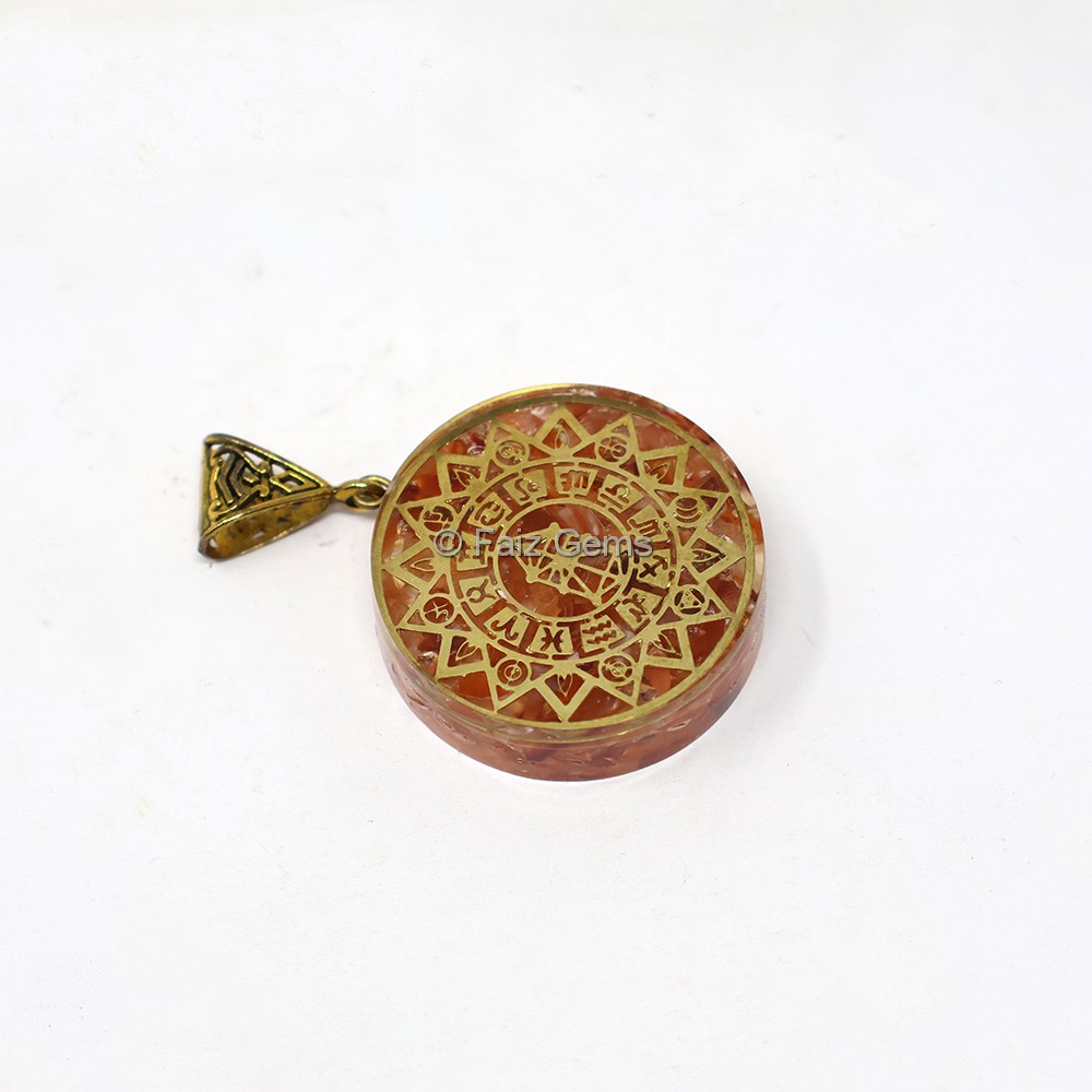 Carnelian Zodiac Orgone Pendant