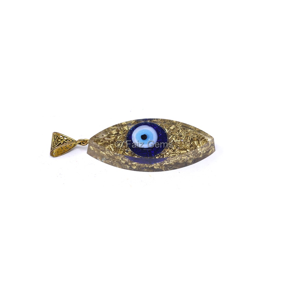 Gold Filling with Evil Eye Marquise Orgone Pendant