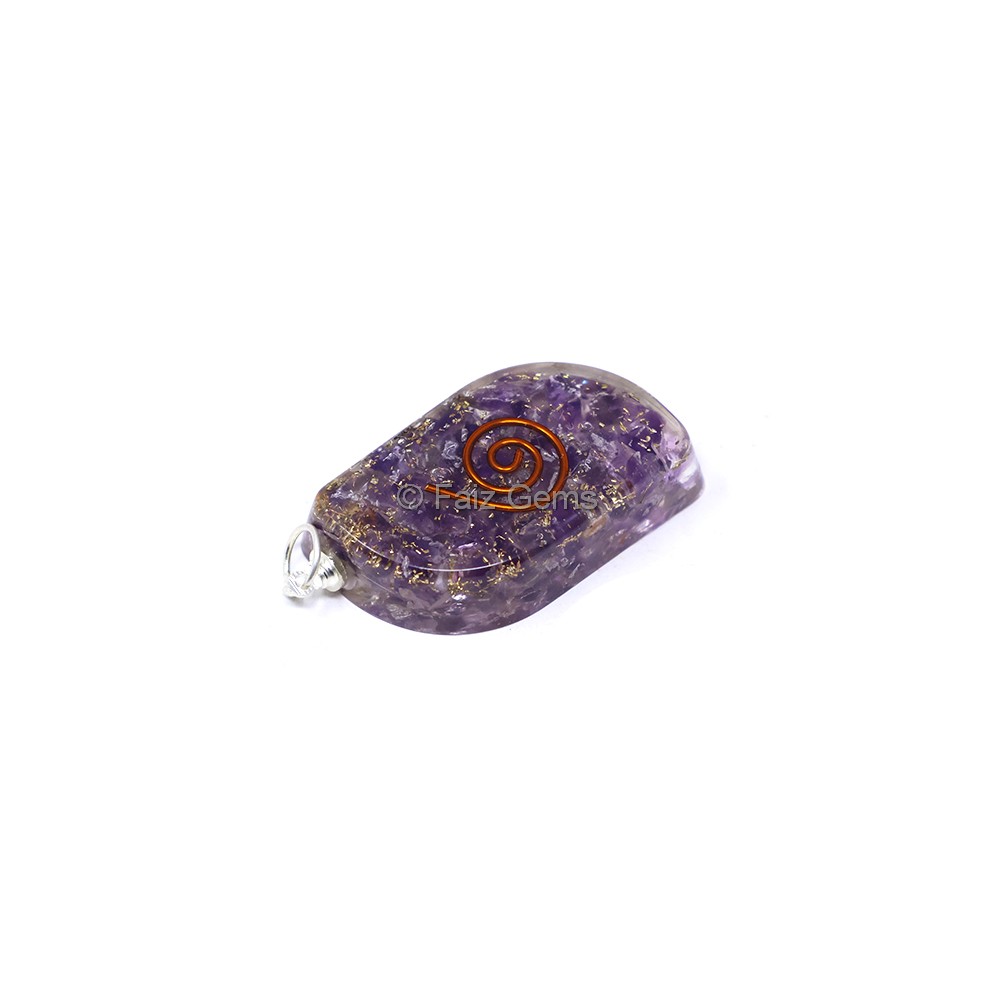 Amethyst with Copper Coil Orgone Pendant