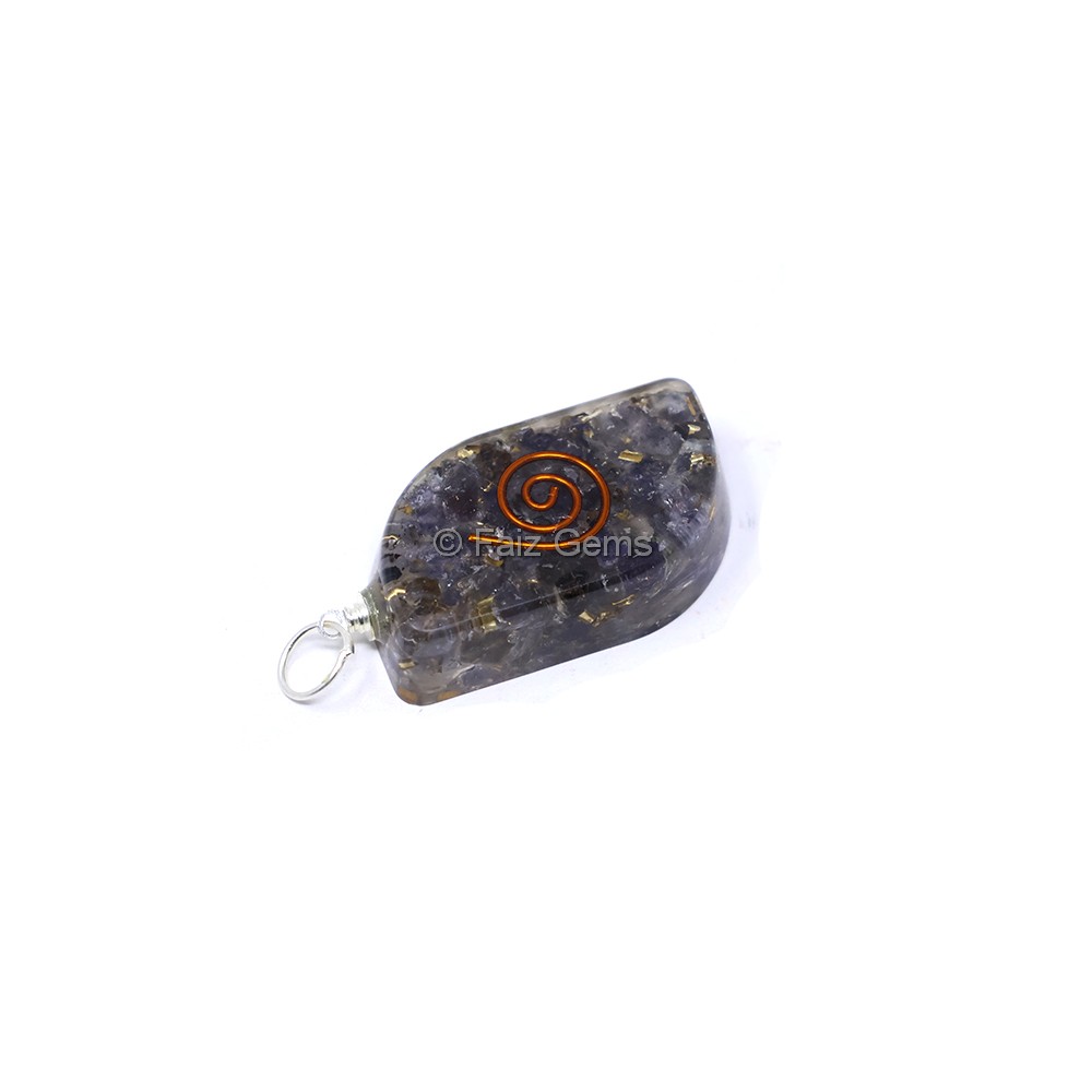 Iolite with Copper Coil Orgone Pendant