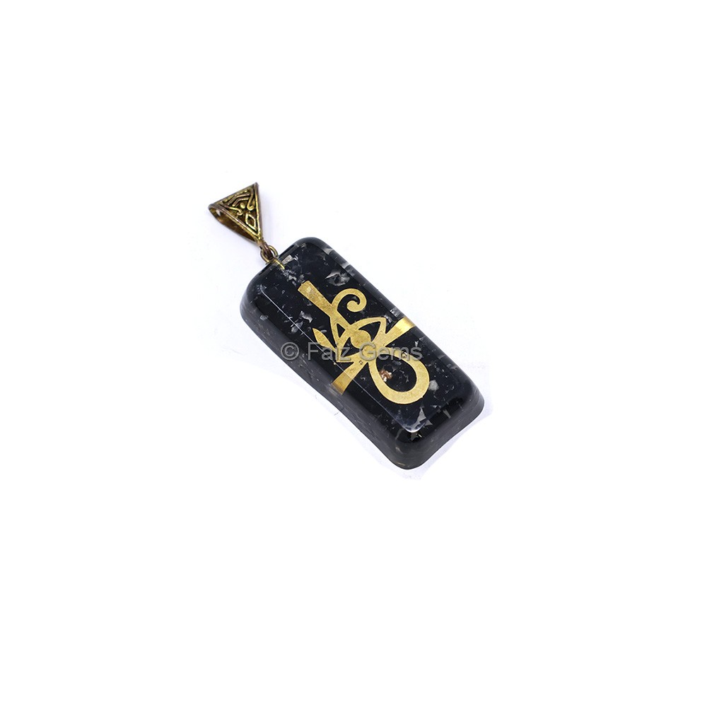 Black Touramline with Eye of Horus Orgone Bar Pendant