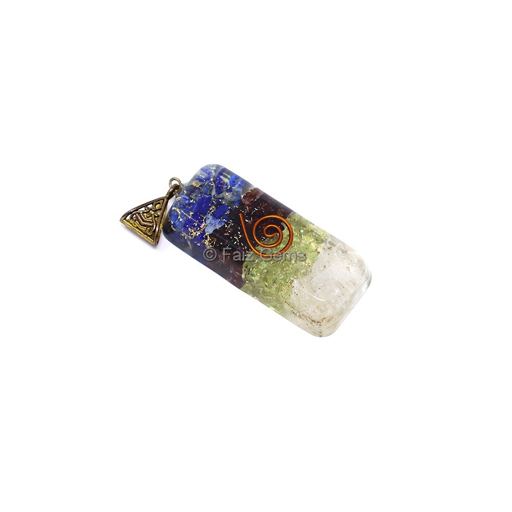Lapiz Lazuli, Garnet, Green Aventurine and Crystal Quartz Bar Pendant