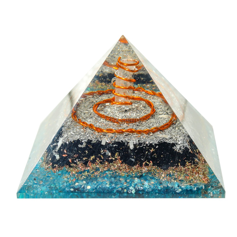 Black tourmaline With Apatite Orgonite Pyramind