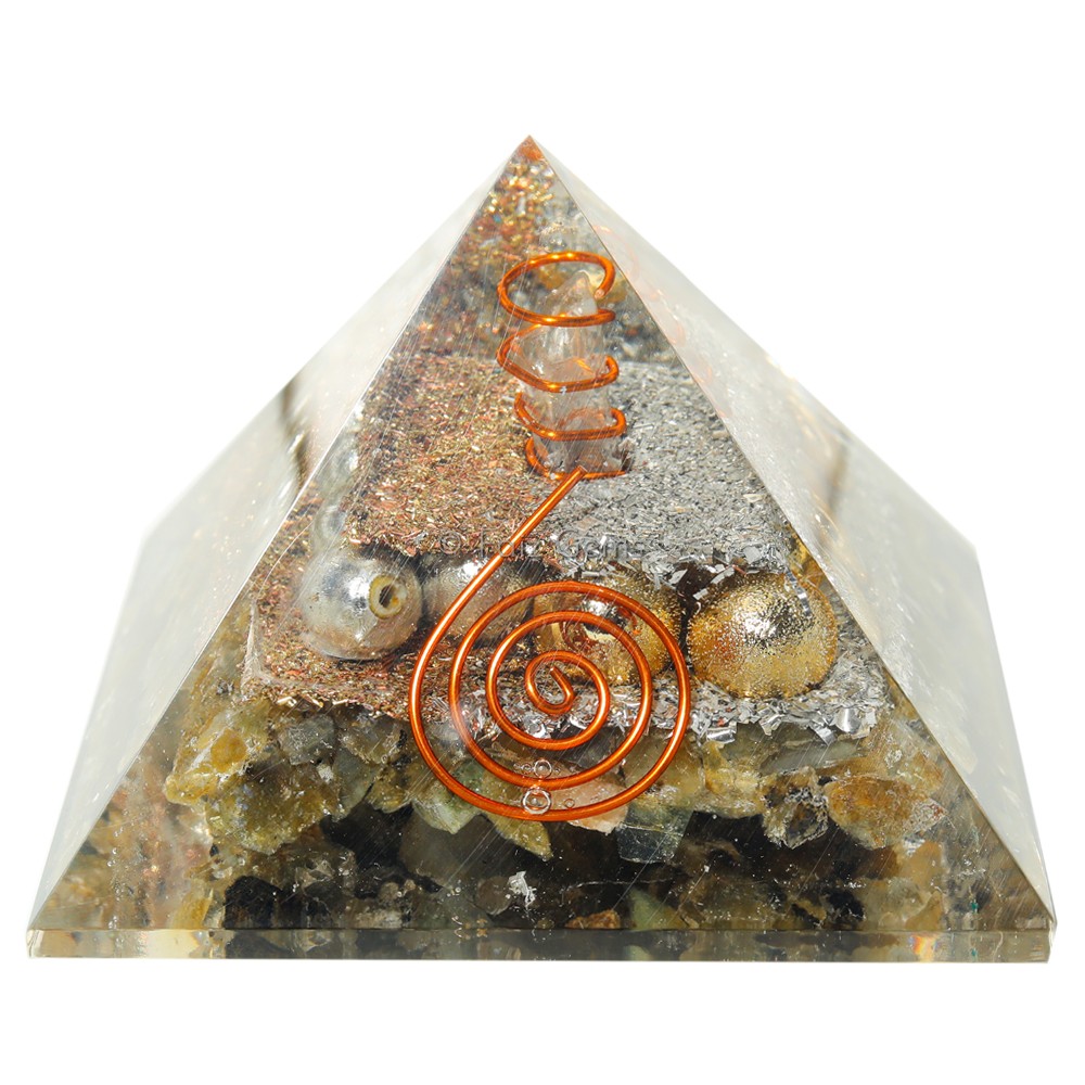 Labradorite With Metal Ball Orgonite Pyramids