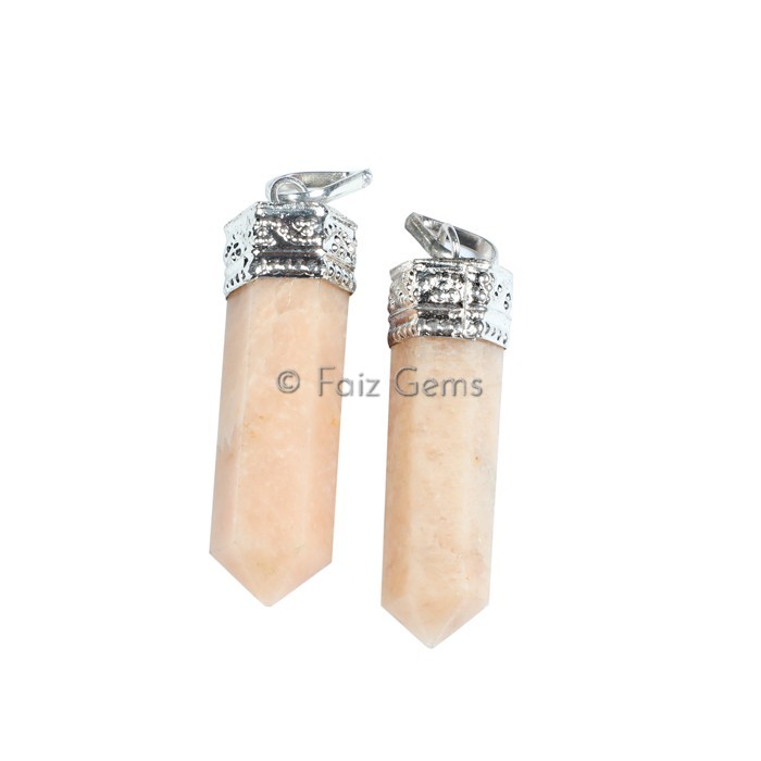 Cream Moonstone Pencil Cap Pendants