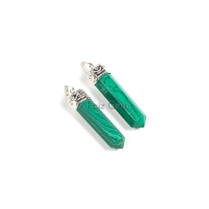 Synthetic Malachite Pencil Cap Pendants