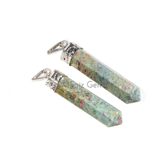 Ruby Zoisite Pencil Cap Pendants