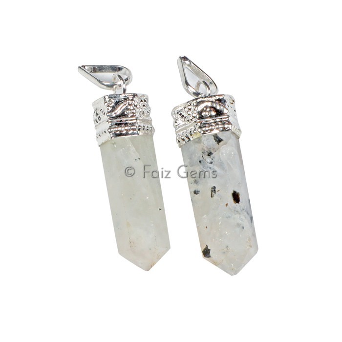 Rainbow Moonstone Pencil Cap Pendants