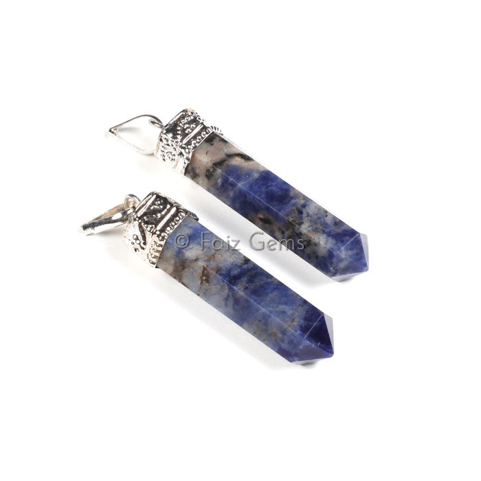 Lapis Lazuli Pencil Pendants with Cap