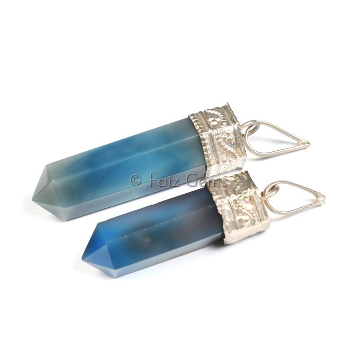 Blue Onyx Pencil Cap Pendants