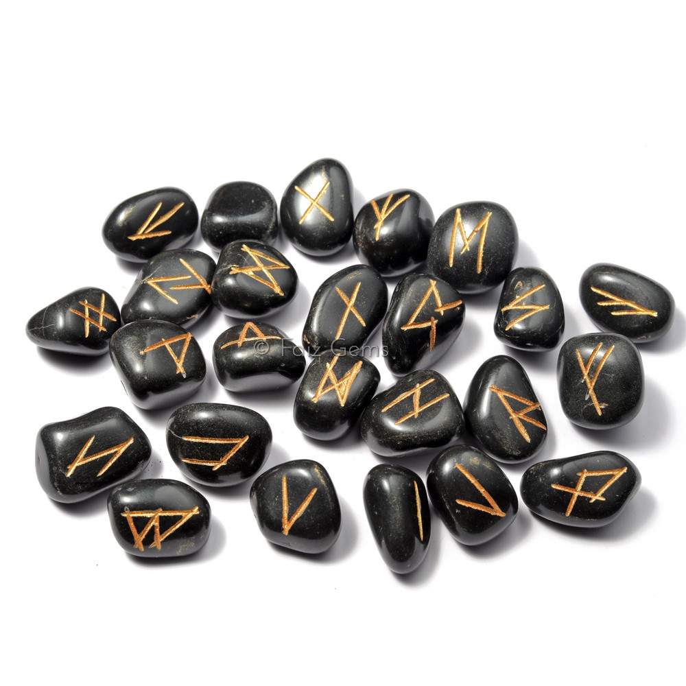 Black Agate Rune Set