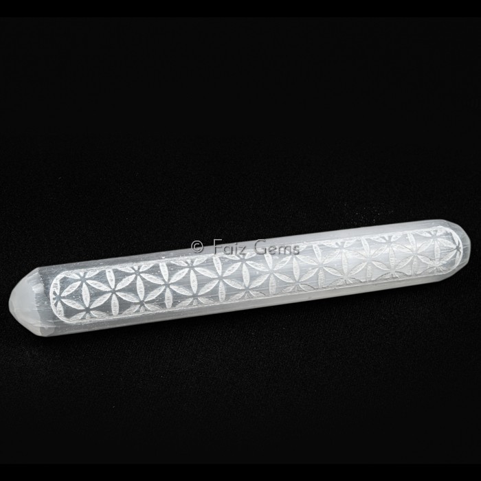 Selenite Flower Of life Healing Wand