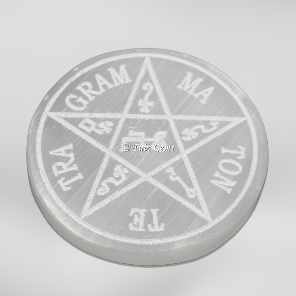 Pentagram Te Tra Gram Ma Ton Selenite Charging Circle
