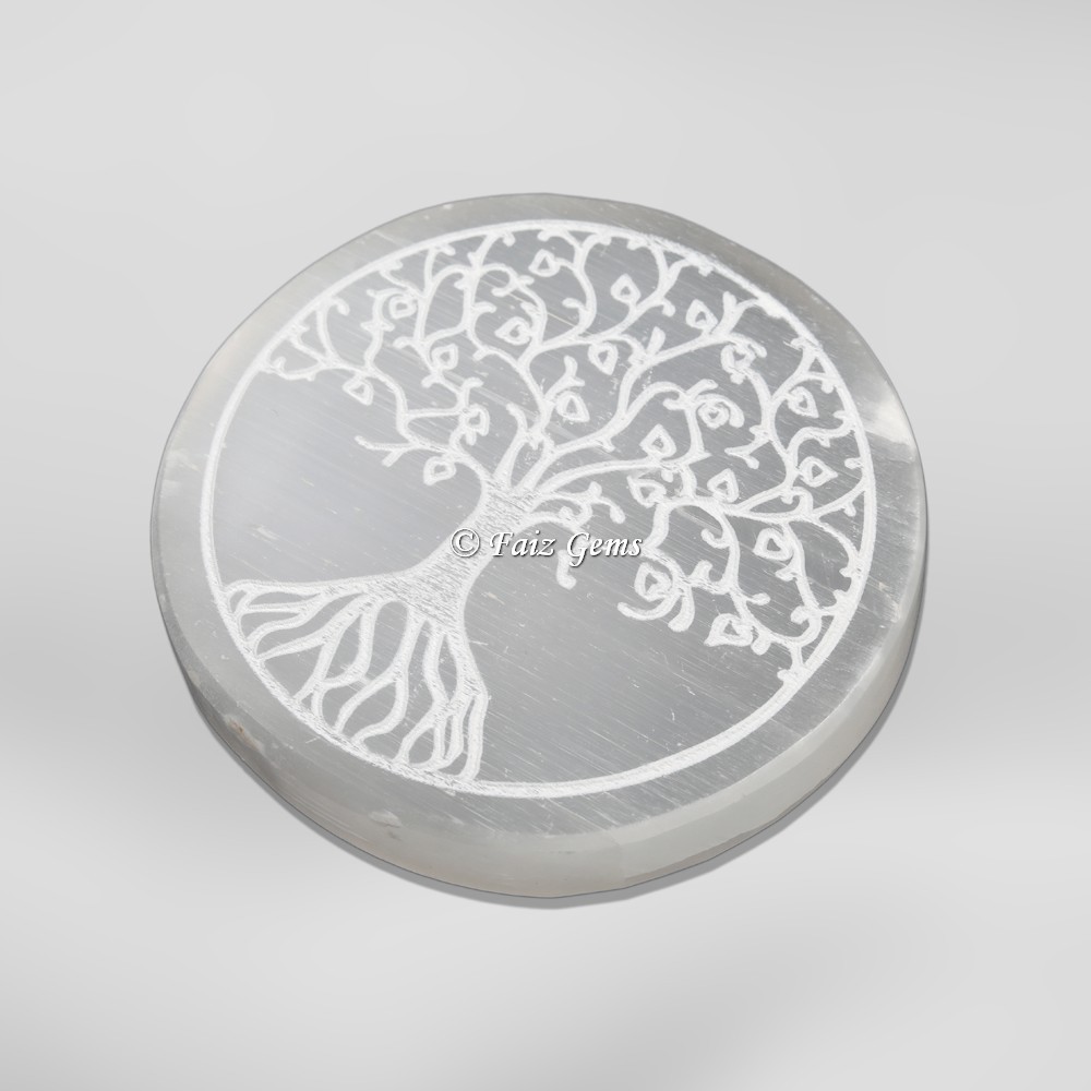 Hand Made Tree Of Life Selenite Charging Cercle